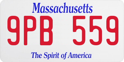 MA license plate 9PB559