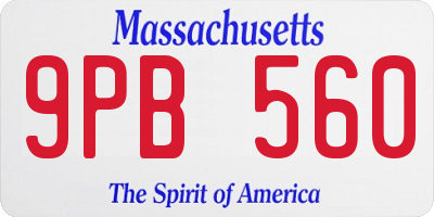 MA license plate 9PB560