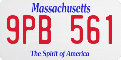 MA license plate 9PB561