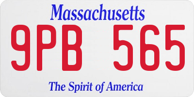 MA license plate 9PB565