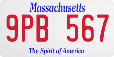 MA license plate 9PB567