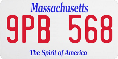MA license plate 9PB568