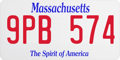 MA license plate 9PB574