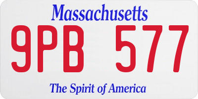 MA license plate 9PB577