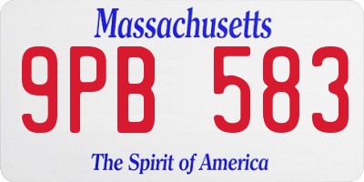 MA license plate 9PB583