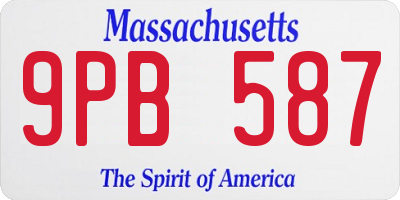 MA license plate 9PB587