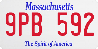 MA license plate 9PB592