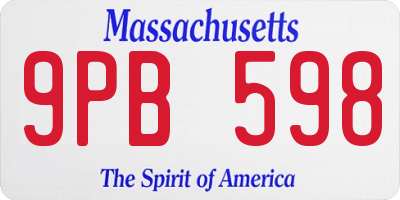 MA license plate 9PB598