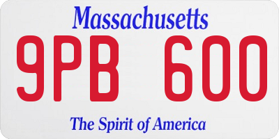 MA license plate 9PB600