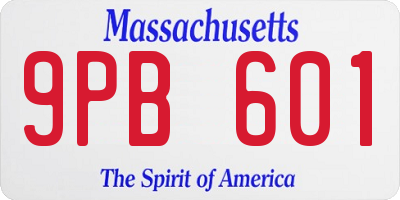 MA license plate 9PB601