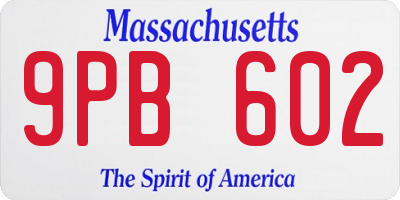 MA license plate 9PB602