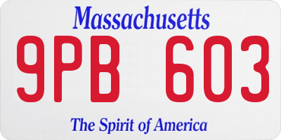 MA license plate 9PB603