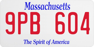 MA license plate 9PB604