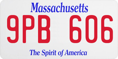 MA license plate 9PB606