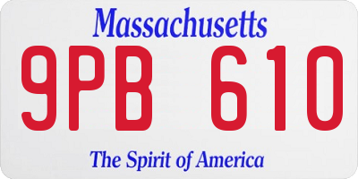 MA license plate 9PB610