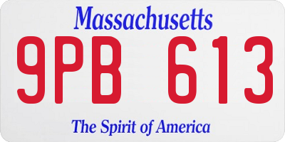 MA license plate 9PB613