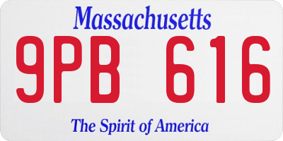 MA license plate 9PB616
