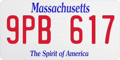MA license plate 9PB617