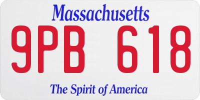 MA license plate 9PB618