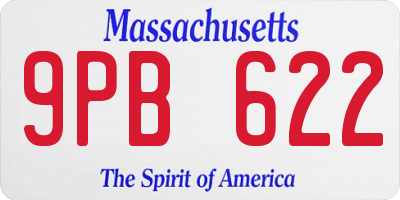 MA license plate 9PB622