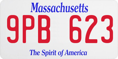 MA license plate 9PB623