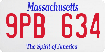 MA license plate 9PB634