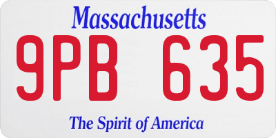 MA license plate 9PB635