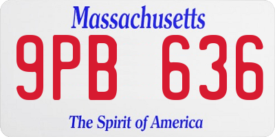MA license plate 9PB636