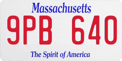 MA license plate 9PB640