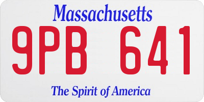 MA license plate 9PB641