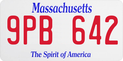MA license plate 9PB642