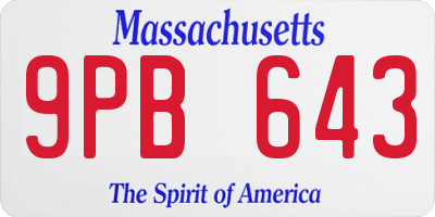 MA license plate 9PB643