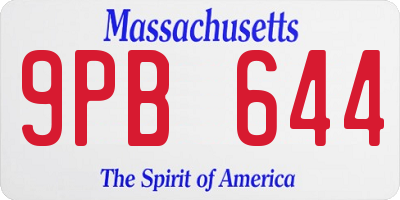 MA license plate 9PB644