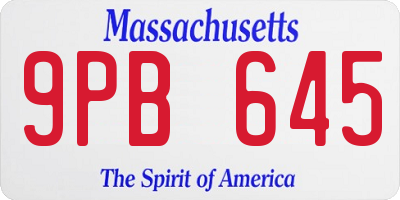 MA license plate 9PB645