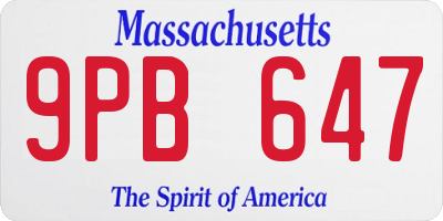 MA license plate 9PB647