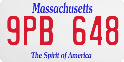 MA license plate 9PB648