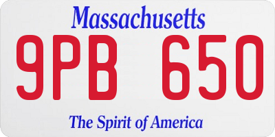 MA license plate 9PB650