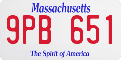 MA license plate 9PB651