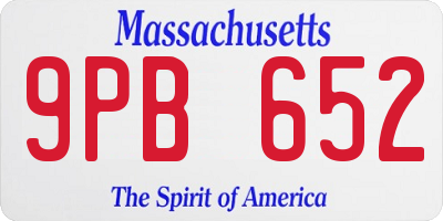 MA license plate 9PB652