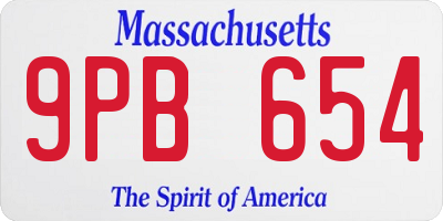 MA license plate 9PB654