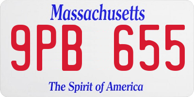 MA license plate 9PB655