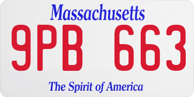 MA license plate 9PB663