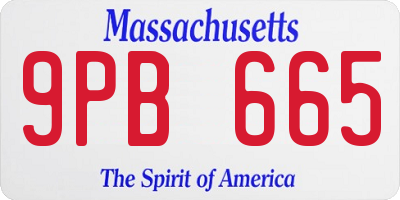 MA license plate 9PB665