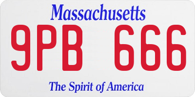 MA license plate 9PB666