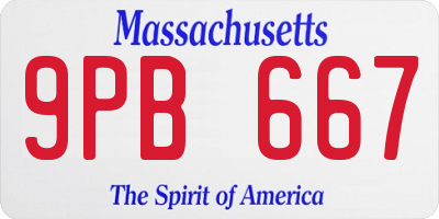 MA license plate 9PB667