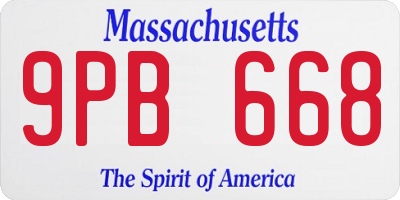 MA license plate 9PB668
