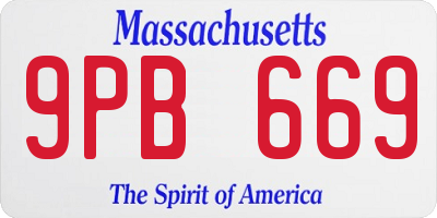 MA license plate 9PB669
