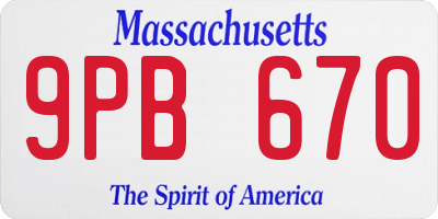 MA license plate 9PB670