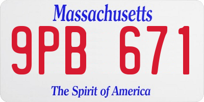 MA license plate 9PB671