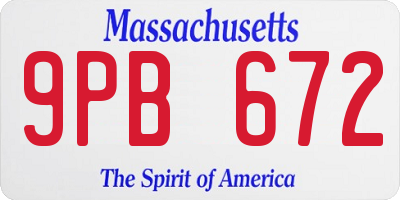 MA license plate 9PB672